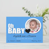 オベビーモダンブルー写真誕生発表 案内状 (スタンド正面)