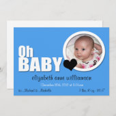 オベビーモダンブルー写真誕生発表 案内状 (正面/裏面)