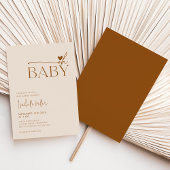 オベビーモダンベージュ男女兼用ベビーシャワー 招待状