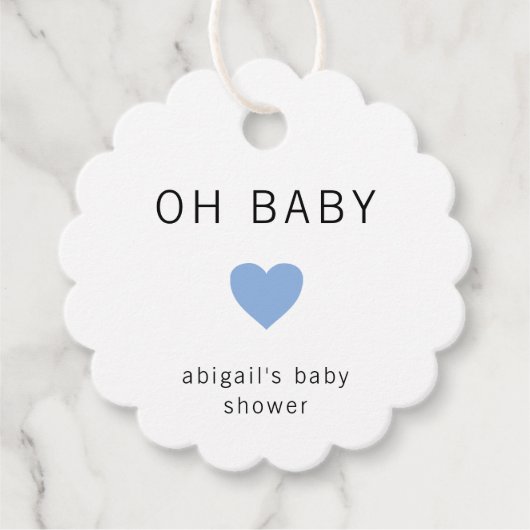 オベビーモダンミニマリストブルーボーイベビーシャワー フェイバータグ (正面)