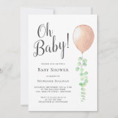オベビーユーカリプタスバルーンニュートラルベビーシャワー 招待状 (正面)