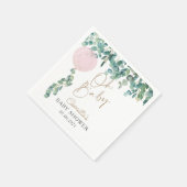 オベビーユーカリプトゥスピンクバルーンベビーシャワー スタンダードカクテルナプキン (角)