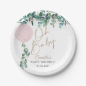 オベビーユーカリプトゥスピンクバルーンベビーシャワー ペーパープレート (正面)