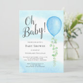 オベビーユーカリプトゥスブルーバルーンベビーシャワー 招待状 (スタンド正面)