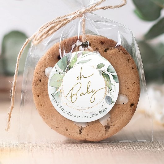 オベビーユーカリ赤ちゃんシャワーステッカー ラウンドシール