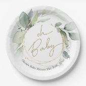 オベビーユーカリ赤ちゃんシャワーパーティープレート ペーパープレート (正面)