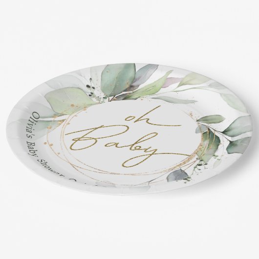 オベビーユーカリ赤ちゃんシャワー紙プレート ペーパープレート (アングル)