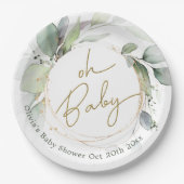 オベビーユーカリ赤ちゃんシャワー紙プレート ペーパープレート (正面)