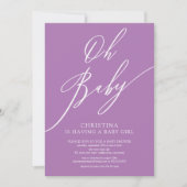オベビーラベンダーガールベビーシャワー 招待状 (正面)