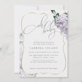 オベビーラベンダーフローラバラシックなベビーシャワー 招待状 (正面)