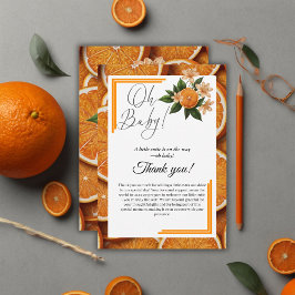 オベビーリトルかわいこちゃんオレンジ柑橘系ベビーシャワー サンキューカード