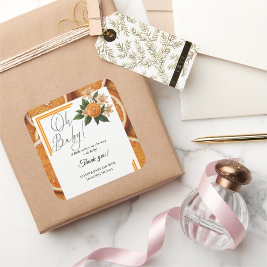 オベビーリトルかわいこちゃんオレンジ柑橘系ベビーシャワー スクエアシール (ギフト)