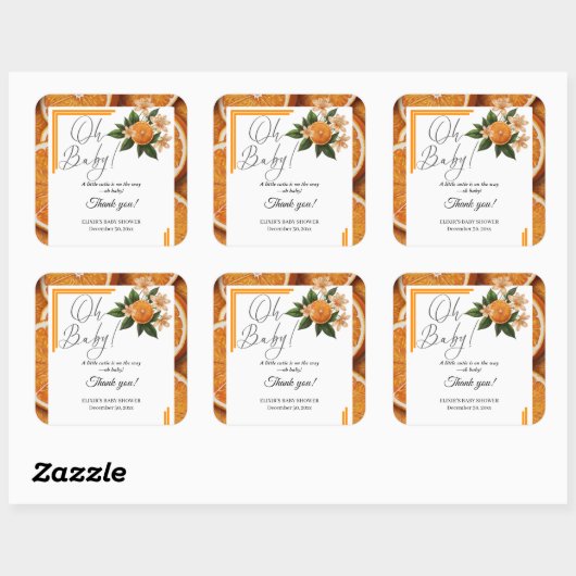オベビーリトルかわいこちゃんオレンジ柑橘系ベビーシャワー スクエアシール (シート)