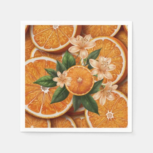オベビーリトルかわいこちゃんオレンジ柑橘系ベビーシャワー スタンダードカクテルナプキン (正面)