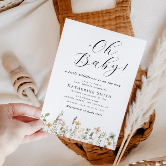 オベビーリトルワイルドフラワーベビーシャワー招待状 招待状
