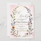 オベビーワイルドフラワーベビーシャワー招待状 招待状 (正面)