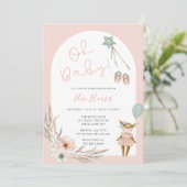 オベビーヴィンテージおもちゃ赤ちゃんシャワー 招待状 (スタンド正面)