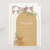 オベビーヴィンテージおもちゃ赤ちゃんシャワー 招待状 (正面/裏面)