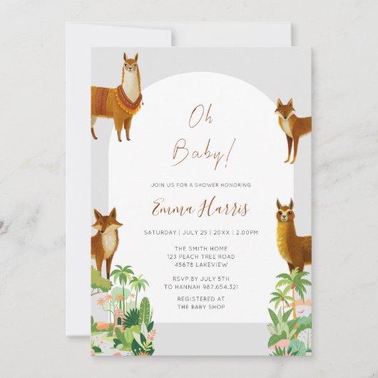 オベビーヴィンテージデザートラマコユテベビーシャワー 招待状 (正面)