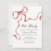 オベビーヴィンテージミニマリストボウベビーシャワー 招待状 (正面)