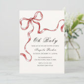 オベビーヴィンテージミニマリストボウベビーシャワー 招待状 (スタンド正面)