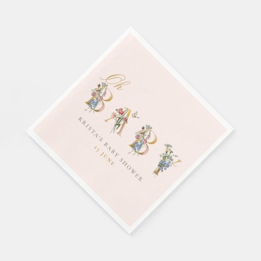 オベビーヴィンテージワイルドフラワー赤面ベビーシャワー スタンダードランチョンナプキン (角)