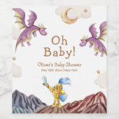 オベビー中世おとぎ話ドラゴンボーイベビーシャワー ワインラベル (シングルラベル)