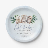 オベビー冬の森の動物の赤ちゃんシャワー ペーパープレート (正面)
