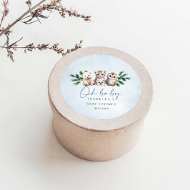 オベビー冬の森の動物の赤ちゃんシャワー ラウンドシール