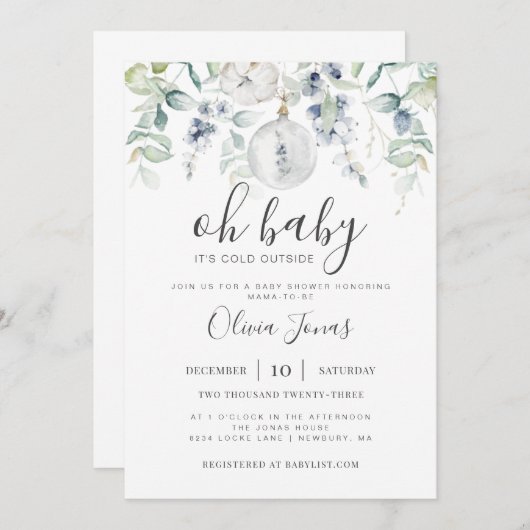 オベビー外は寒いベビシャワー招待状 招待状 (正面/裏面)