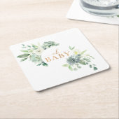 オベビー多肉乳児シャワー紙コースター スクエアペーパーコースター (アングル)