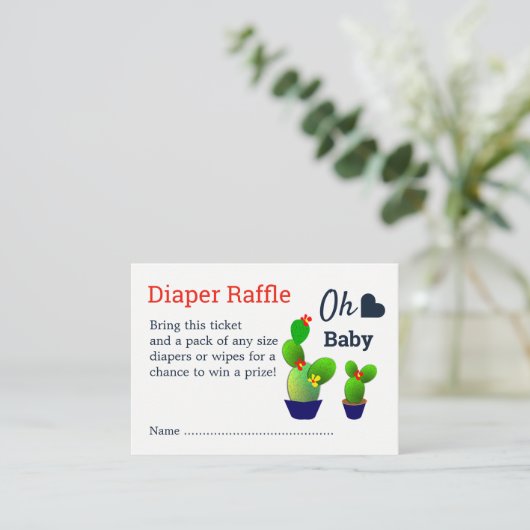 オベビー多肉性サボテンかわいいシャワーおむつラッフル エンクロージャーカード (スタンド正面)