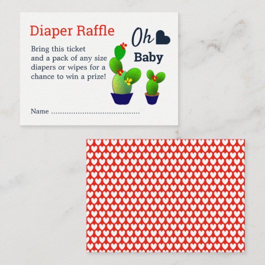 オベビー多肉性サボテンかわいいシャワーおむつラッフル エンクロージャーカード (正面/裏面)