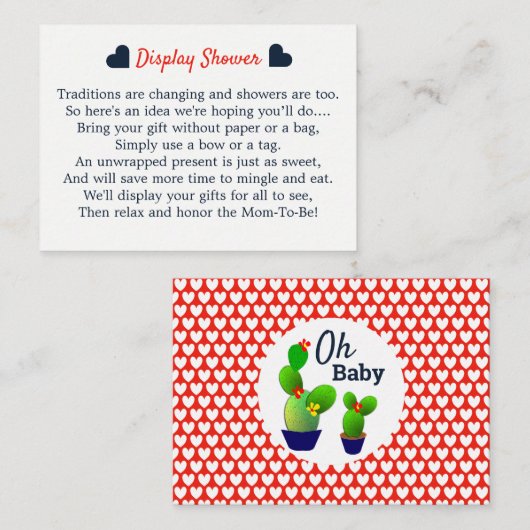 オベビー多肉性サボテンかわいいシャワーディスプレイ エンクロージャーカード (正面/裏面)