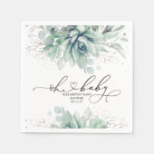 オベビー多肉銀緑の赤ちゃんシャワー スタンダードカクテルナプキン (正面)