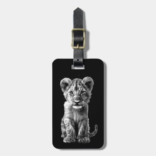 オベビー大きな猫クブグレイ ラゲッジタグ (正面縦)