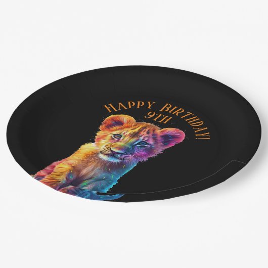 オベビー大きな猫クブ誕生日アンドエイジ ペーパープレート (アングル)