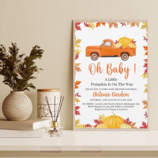 オベビー小さなカボチャ赤ちゃんシャワー 招待状