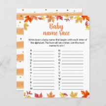 オベビー少しカボチャベビー名レースゲームシート