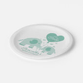 オベビー愛らしいミントグリーンエレファントベビーシャワー ペーパープレート (アングル)