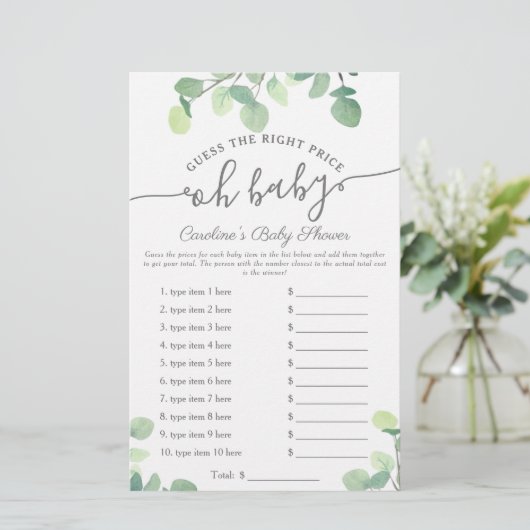 オベビー推定価格の緑の赤ちゃんシャワーゲーム (スタンド正面)