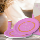 オベビー明るいピンクとオレンジ色の赤ちゃんシャワー ペーパープレート