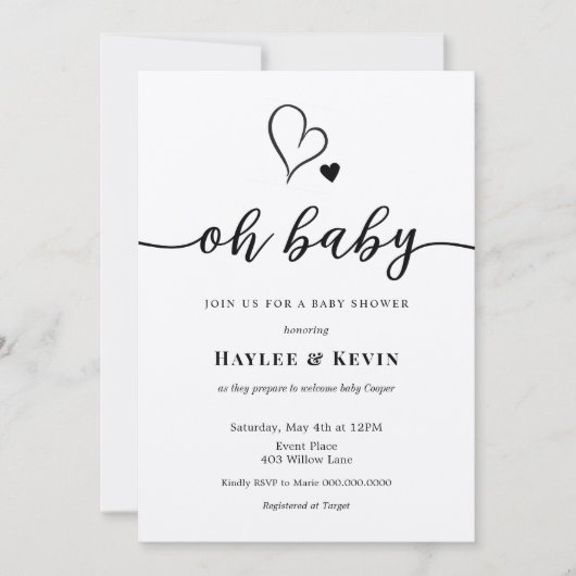 オベビー書道シャワーの招待状 招待状 (正面)