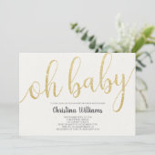 オベビー書道金ゴールドグリッター女の子ベビーシャワー 招待状 (スタンド正面)