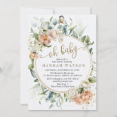 オベビー植物学バラユーカリ赤ちゃんシャワー 招待状 (正面)