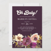 オベビー水彩秋マルーン赤ちゃんシャワー 招待状 (正面)