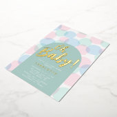 オベビー水玉模様ベビーシャワー 箔招待状 (回転した状態)