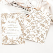 オベビー熱帯ジャングルサファリ動物ベビーシャワー 招待状