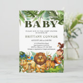 オベビー熱帯ジャングルサファリ動物ベビーシャワー 招待状 (スタンド正面)