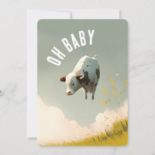 オベビー牛男女兼用赤ちゃんシャワー招待状 招待状 (裏面)